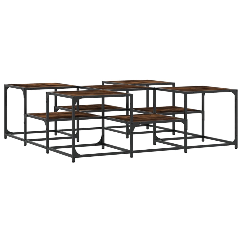 Salontafel 121x121x40 cm bewerkt hout gerookt eikenkleurig is nu te koop bij PeponiXL, paradijselijk wonen!