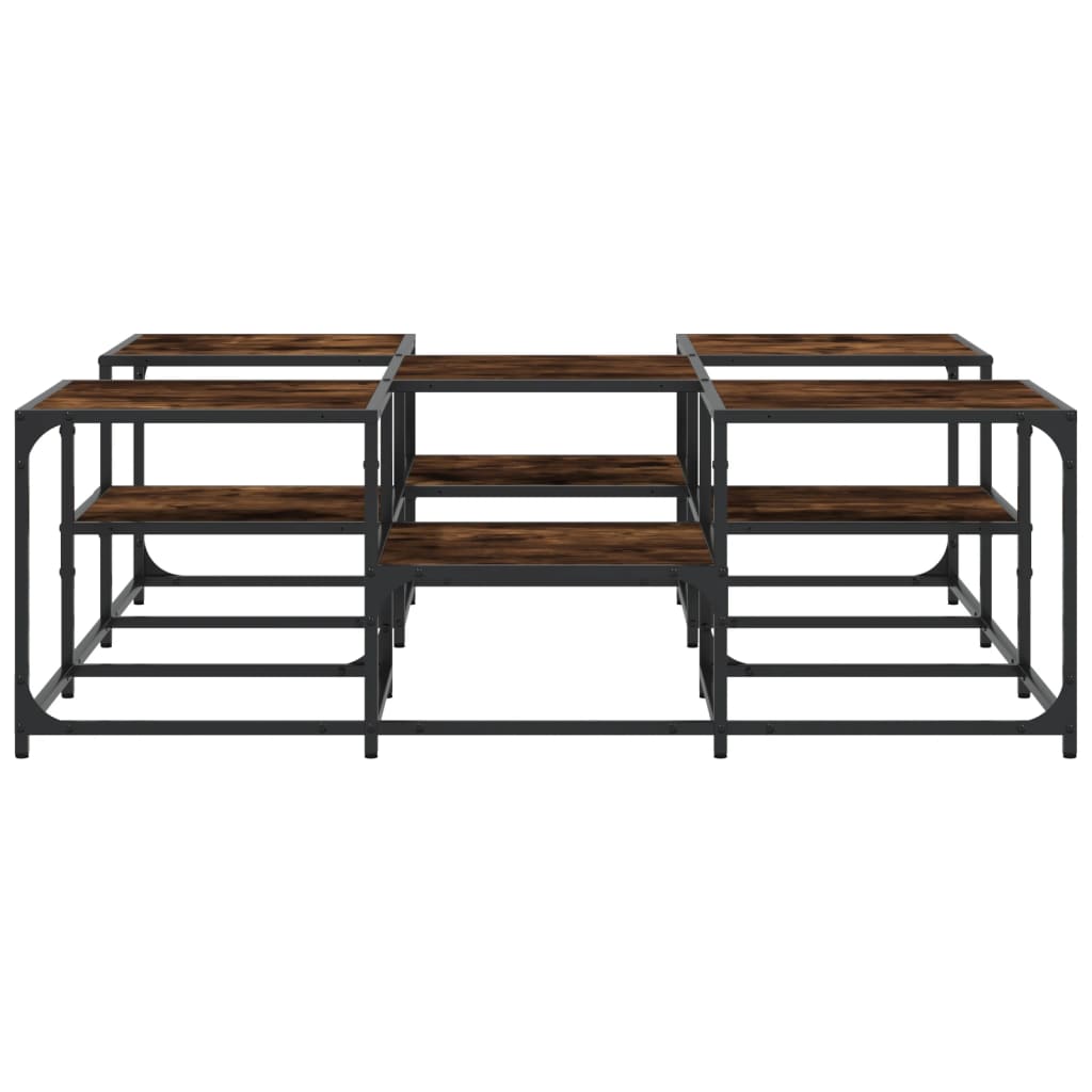 Salontafel 121x121x40 cm bewerkt hout gerookt eikenkleurig is nu te koop bij PeponiXL, paradijselijk wonen!