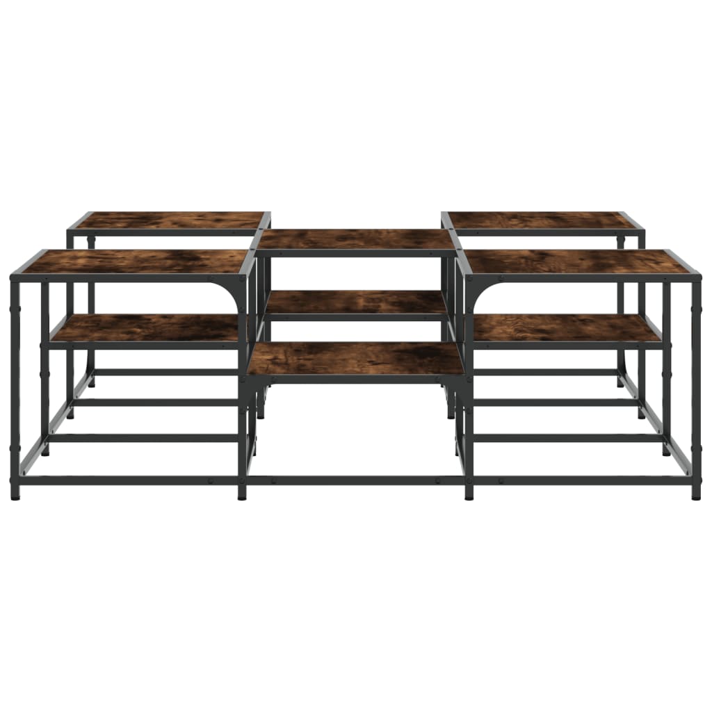 Salontafel 121x121x40 cm bewerkt hout gerookt eikenkleurig is nu te koop bij PeponiXL, paradijselijk wonen!