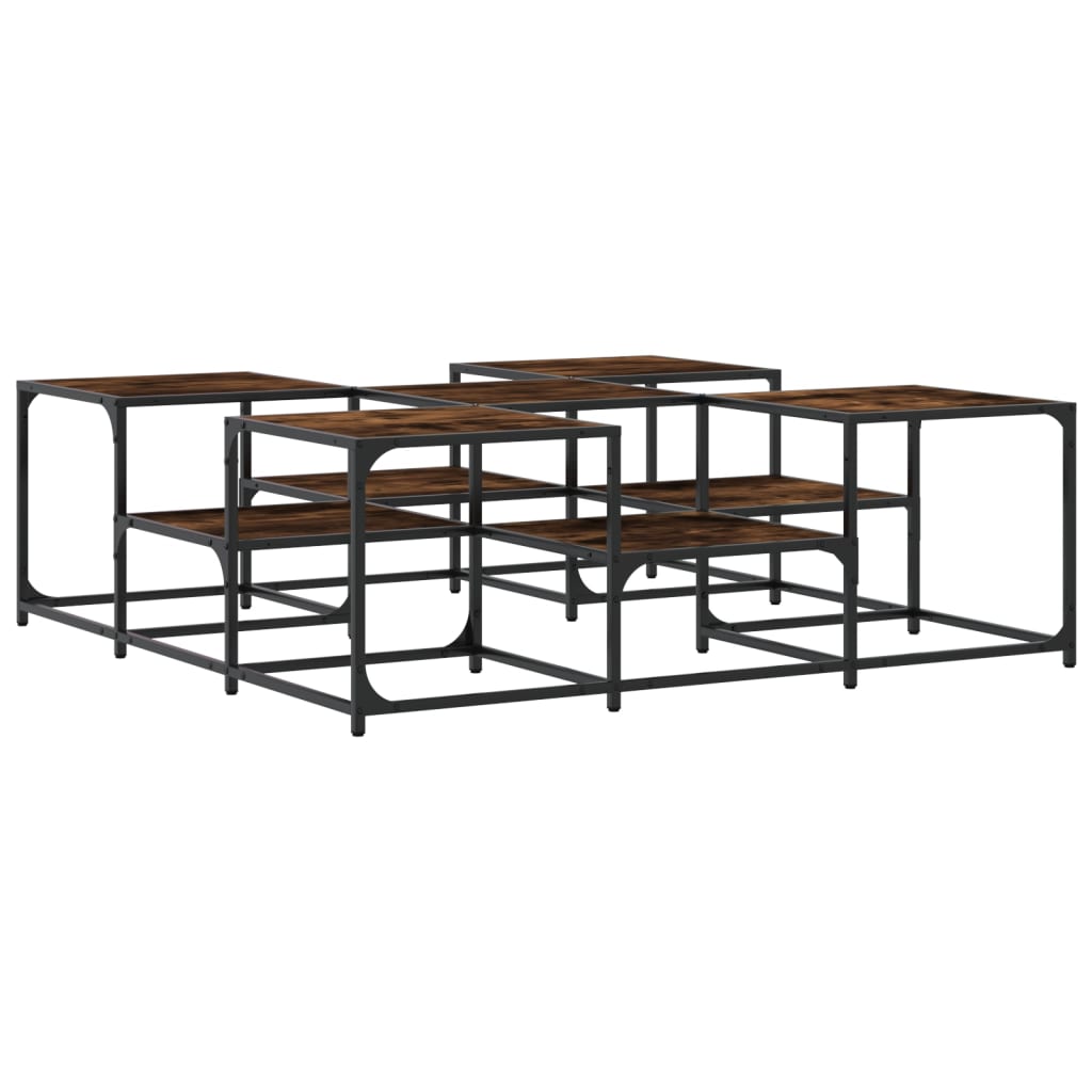 Salontafel 121x121x40 cm bewerkt hout gerookt eikenkleurig is nu te koop bij PeponiXL, paradijselijk wonen!