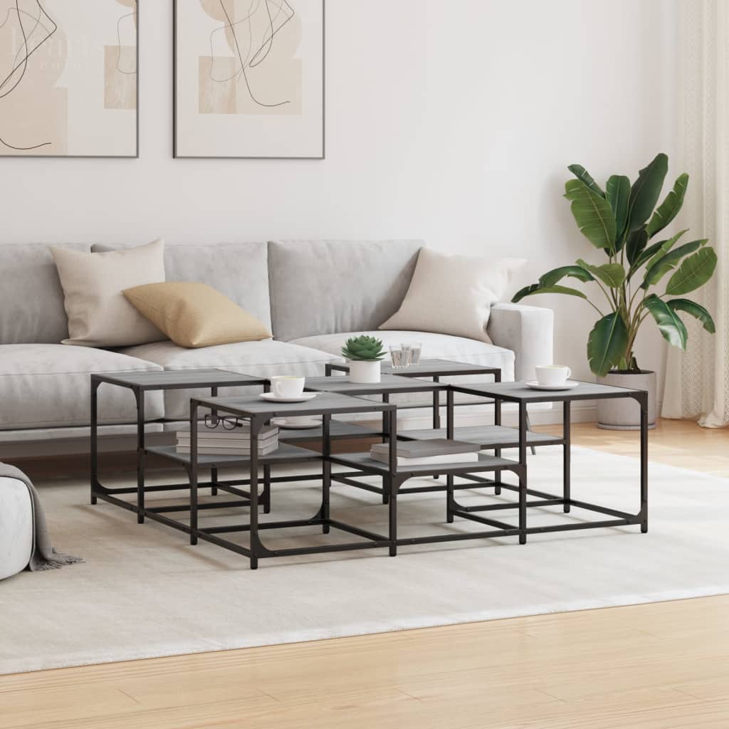 Salontafel 121x121x40 cm bewerkt hout grijs sonoma eikenkleurig is nu te koop bij PeponiXL, paradijselijk wonen!