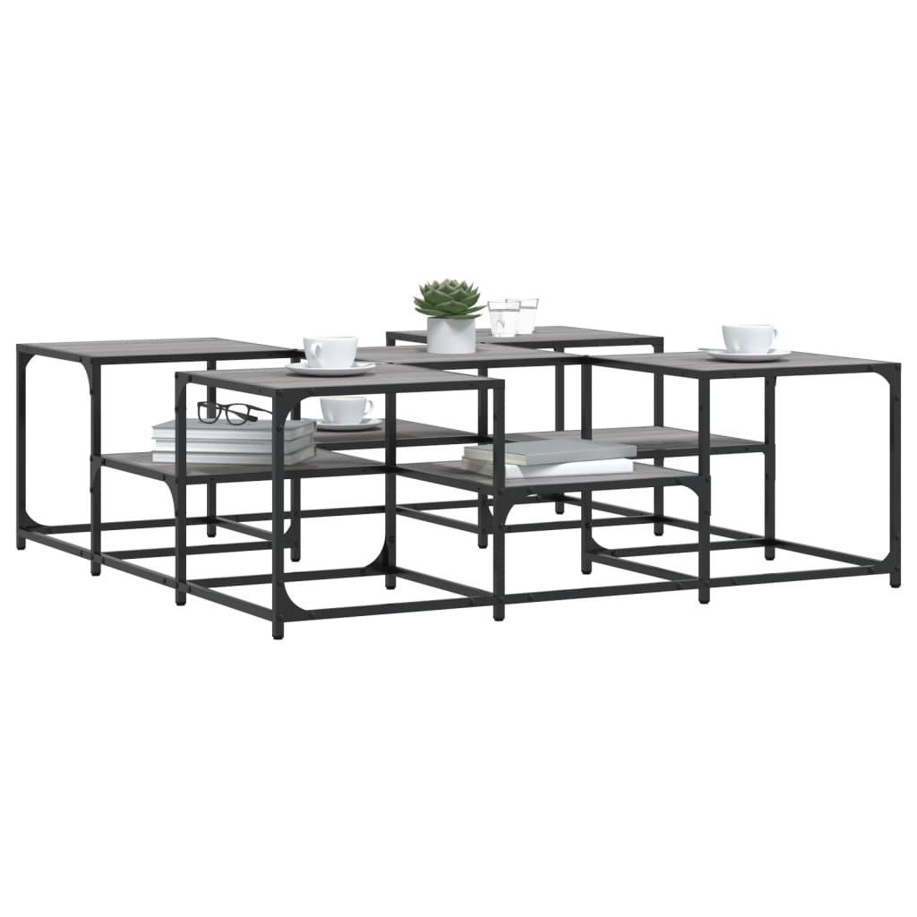 Salontafel 121x121x40 cm bewerkt hout grijs sonoma eikenkleurig is nu te koop bij PeponiXL, paradijselijk wonen!