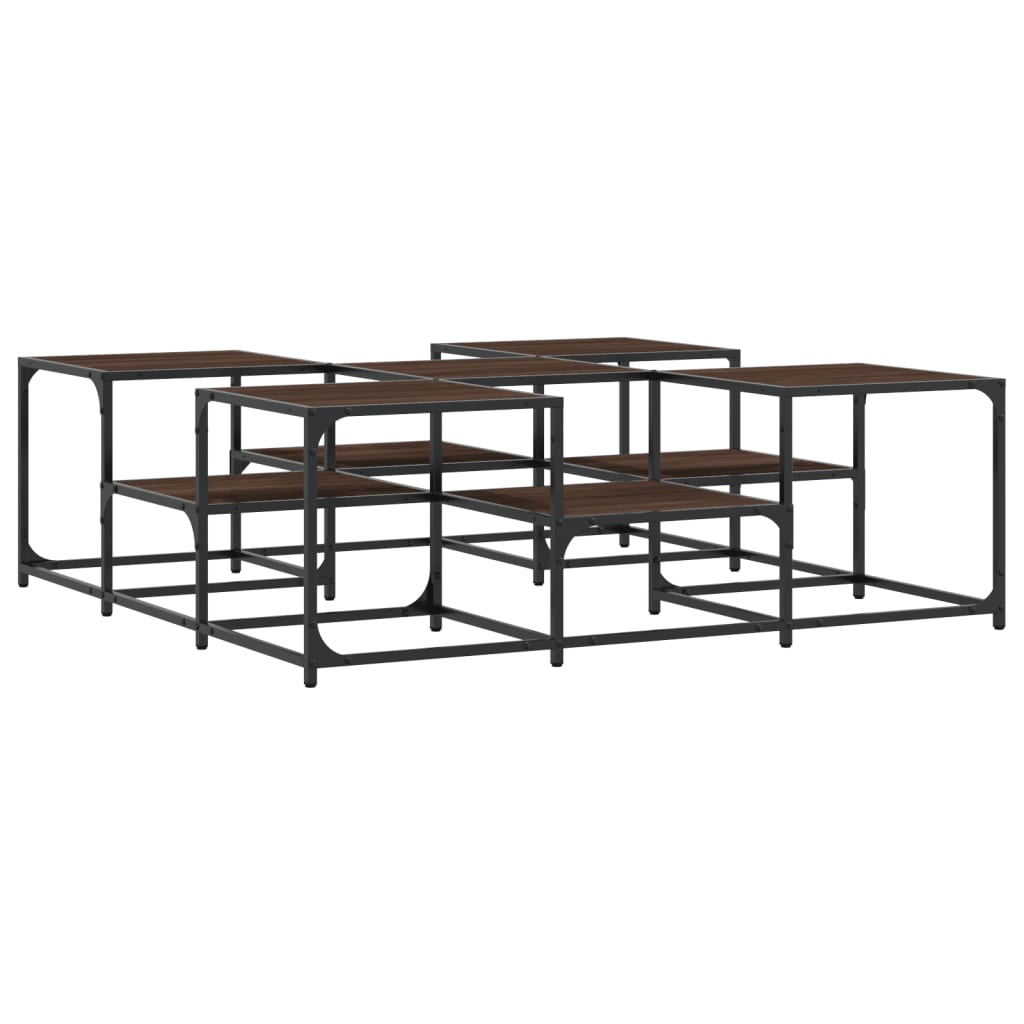 Salontafel 121x121x40 cm bewerkt hout bruin eikenkleur is nu te koop bij PeponiXL, paradijselijk wonen!