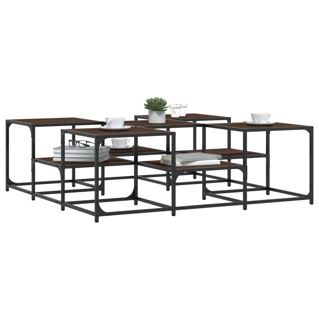 Salontafel 121x121x40 cm bewerkt hout bruin eikenkleur is nu te koop bij PeponiXL, paradijselijk wonen!