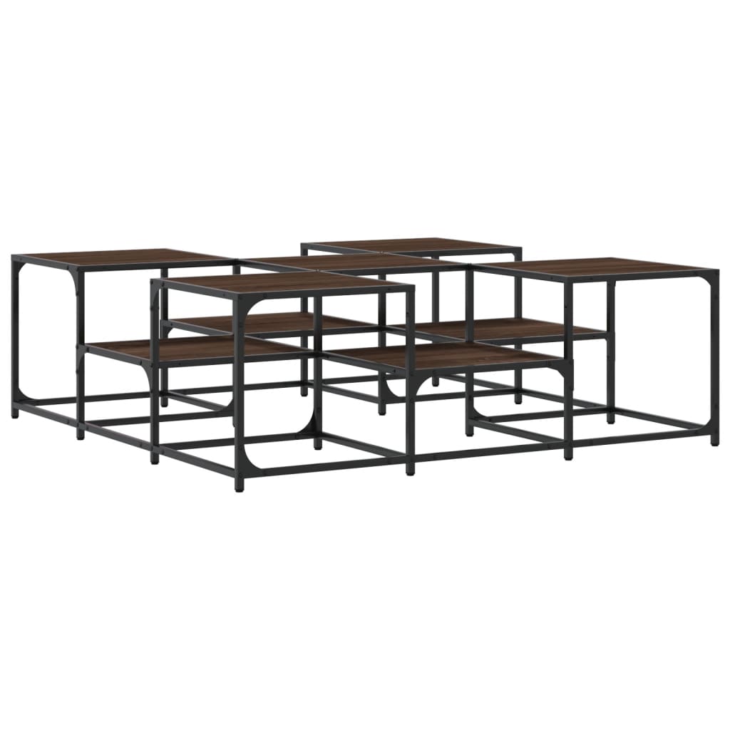 Salontafel 121x121x40 cm bewerkt hout bruin eikenkleur is nu te koop bij PeponiXL, paradijselijk wonen!