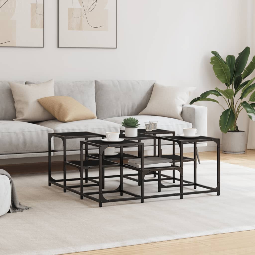 Salontafel 91x91x40 cm bewerkt hout zwart is nu te koop bij PeponiXL, paradijselijk wonen!