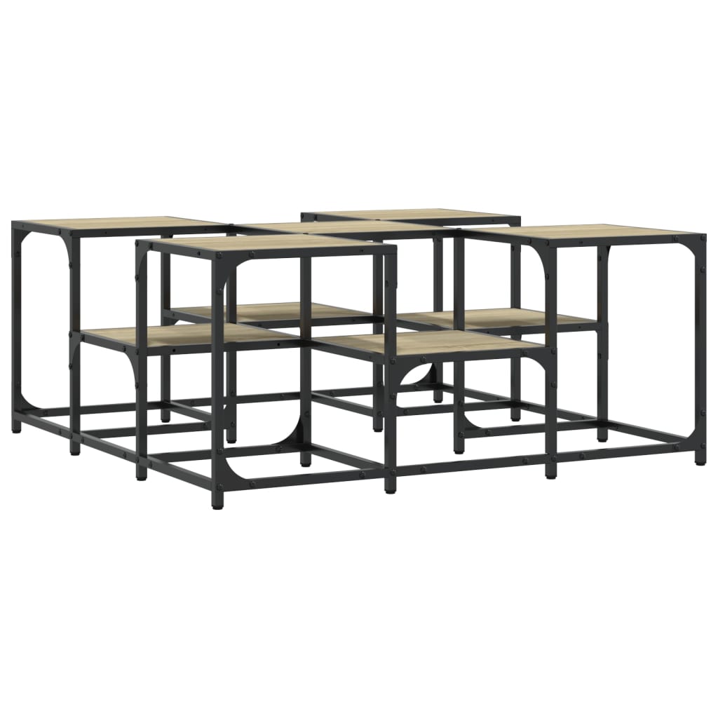 Salontafel 91x91x40 cm bewerkt hout sonoma eikenkleurig is nu te koop bij PeponiXL, paradijselijk wonen!