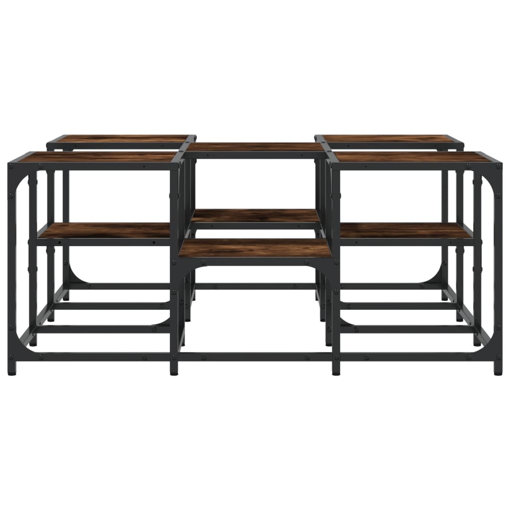 Salontafel 91x91x40 cm bewerkt hout gerookt eikenkleurig is nu te koop bij PeponiXL, paradijselijk wonen!
