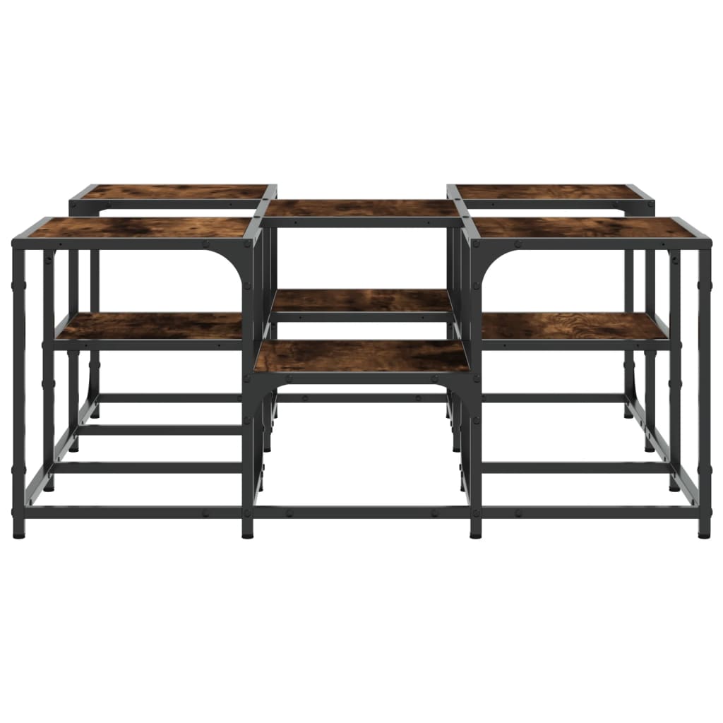 Salontafel 91x91x40 cm bewerkt hout gerookt eikenkleurig is nu te koop bij PeponiXL, paradijselijk wonen!