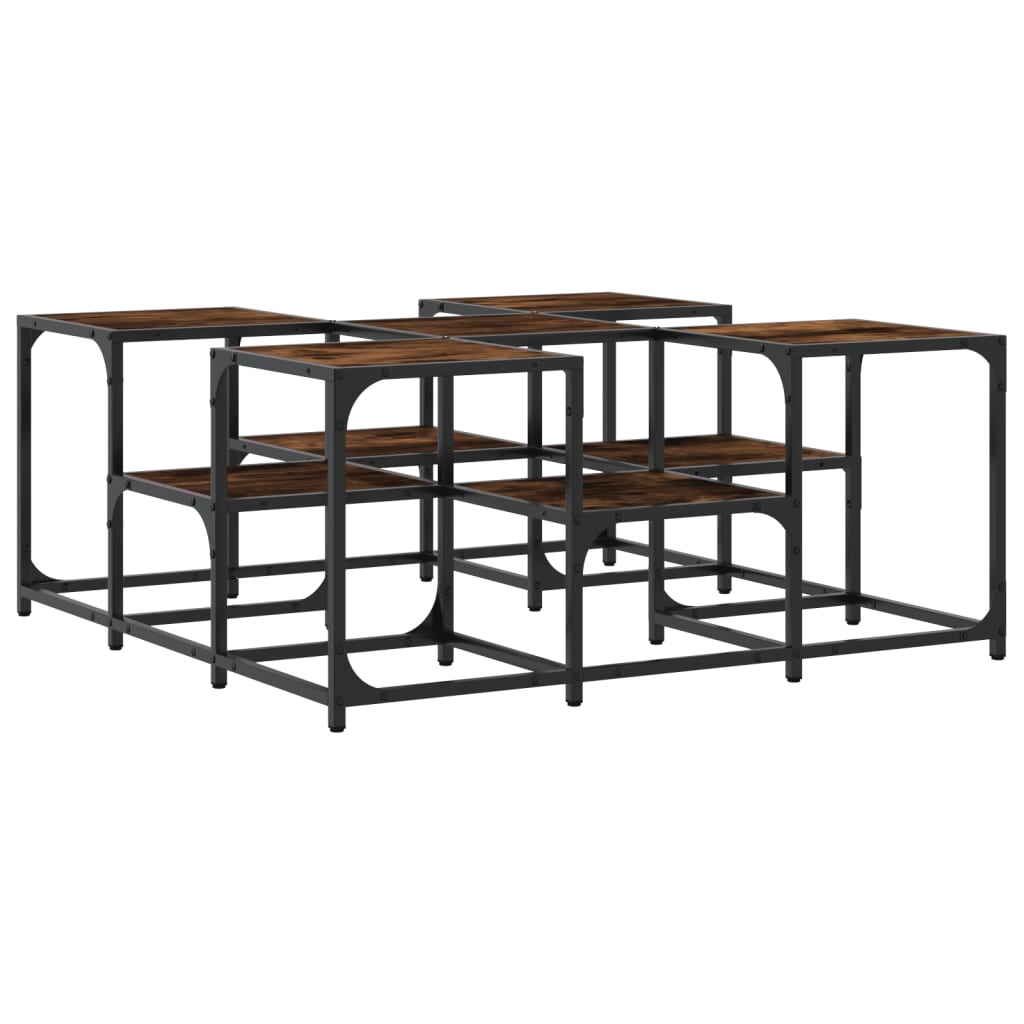 Salontafel 91x91x40 cm bewerkt hout gerookt eikenkleurig is nu te koop bij PeponiXL, paradijselijk wonen!