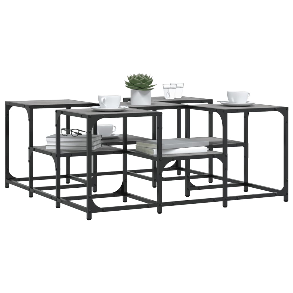 Salontafel 91x91x40 cm bewerkt hout grijs sonoma eikenkleurig is nu te koop bij PeponiXL, paradijselijk wonen!