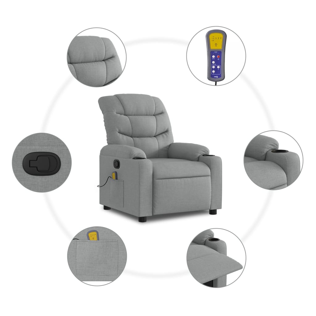 Massagestoel verstelbaar stof lichtgrijs is nu te koop bij PeponiXL, paradijselijk wonen!