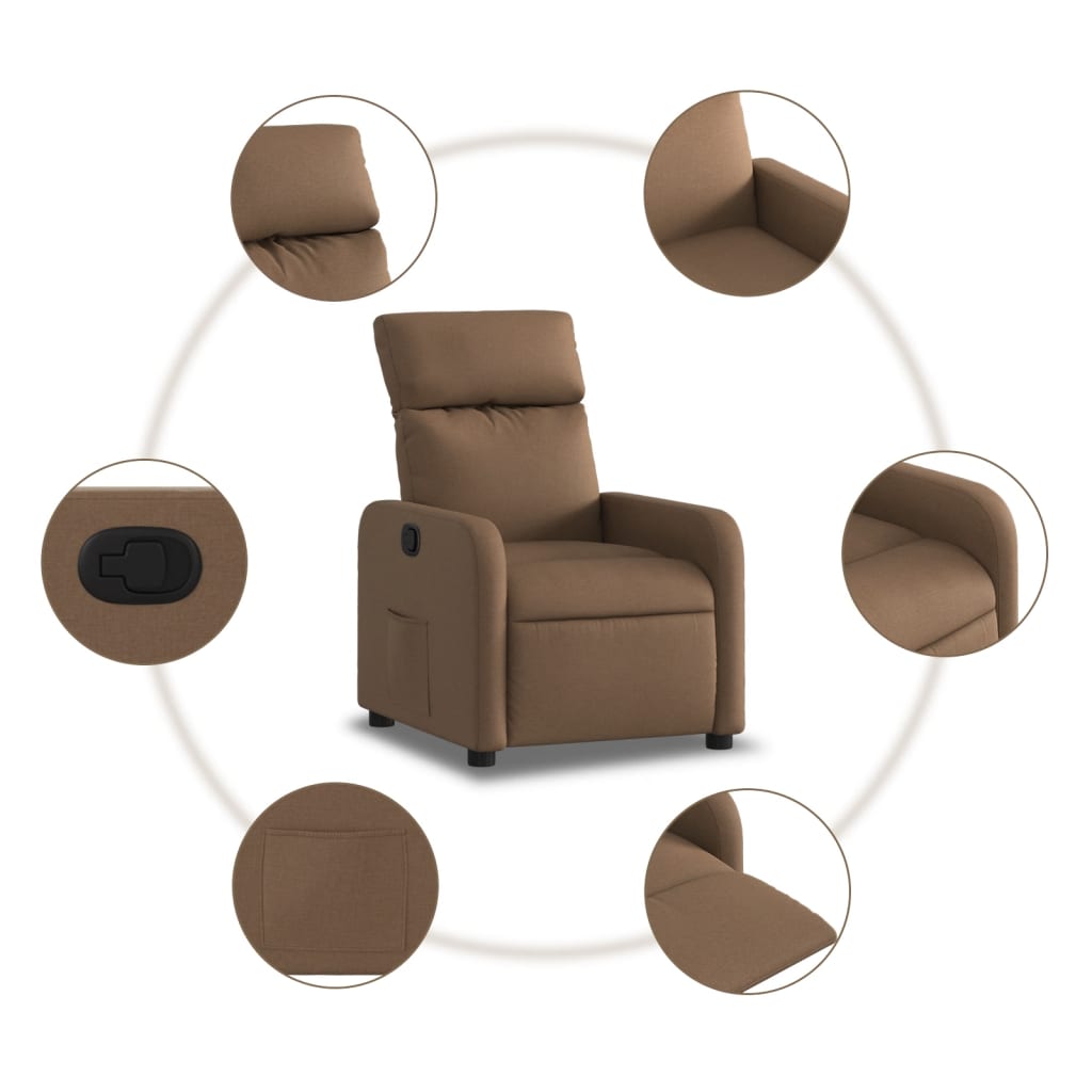 Fauteuil verstelbaar stof bruin is nu te koop bij PeponiXL, paradijselijk wonen!