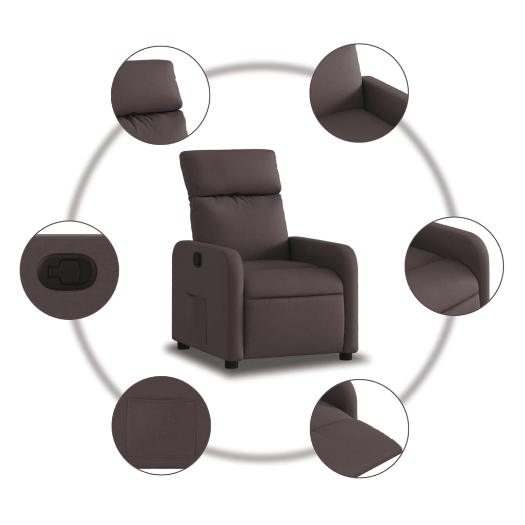 Fauteuil verstelbaar stof donkerbruin is nu te koop bij PeponiXL, paradijselijk wonen!