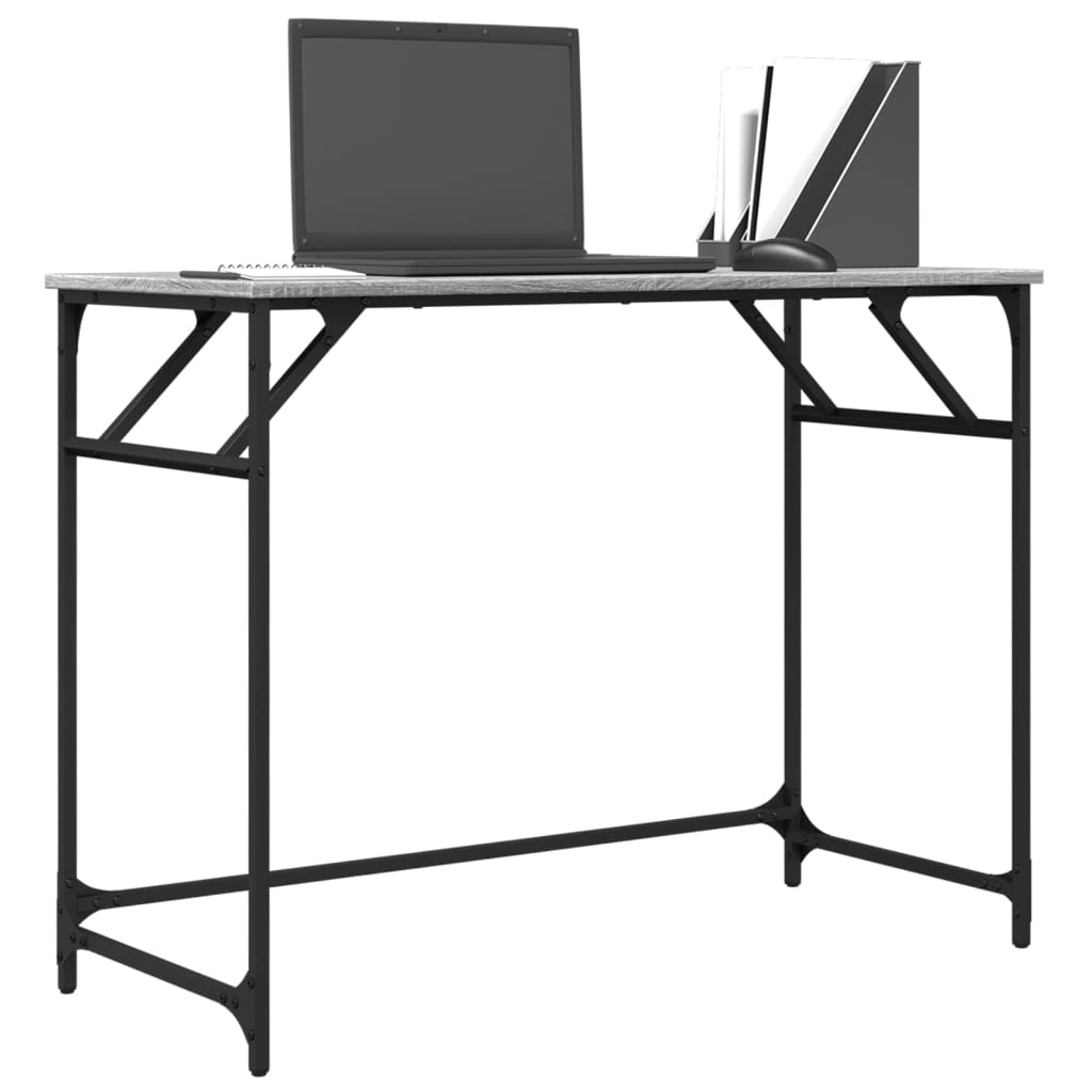 Bureau 100x45x76 cm hout en gepoedercoat staal grijs sonoma is nu te koop bij PeponiXL, paradijselijk wonen!
