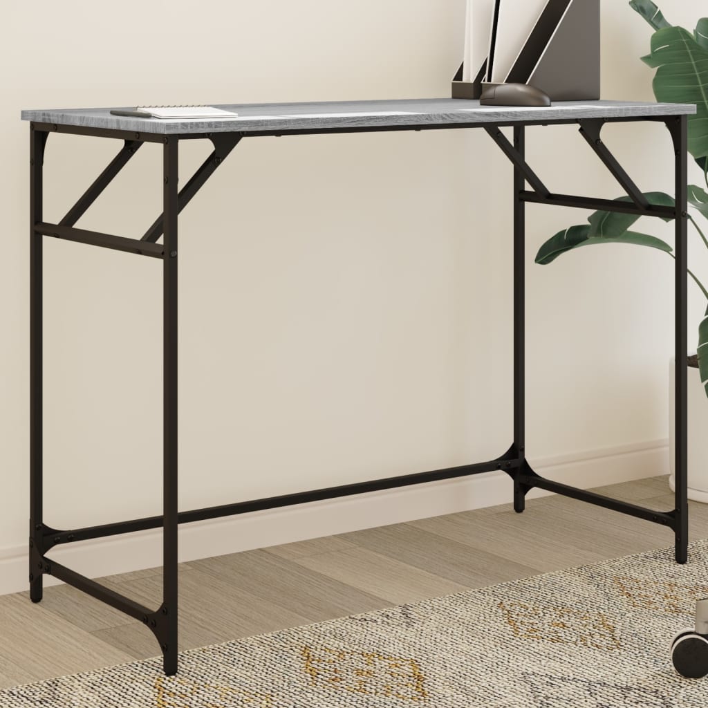Bureau 100x45x76 cm hout en gepoedercoat staal grijs sonoma is nu te koop bij PeponiXL, paradijselijk wonen!