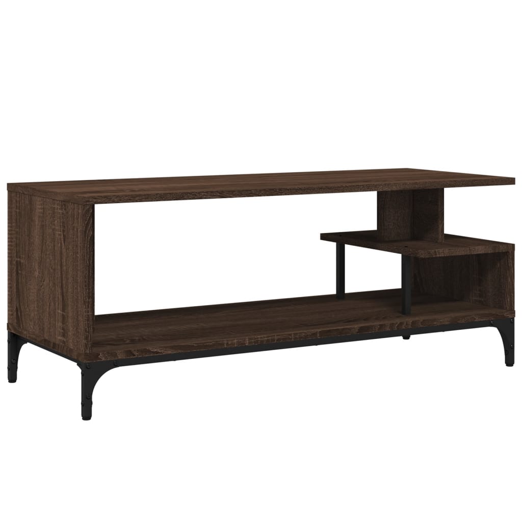 Tv-meubel 102x40x41 cm hout en gepoedercoat staal bruineiken is nu te koop bij PeponiXL, paradijselijk wonen!
