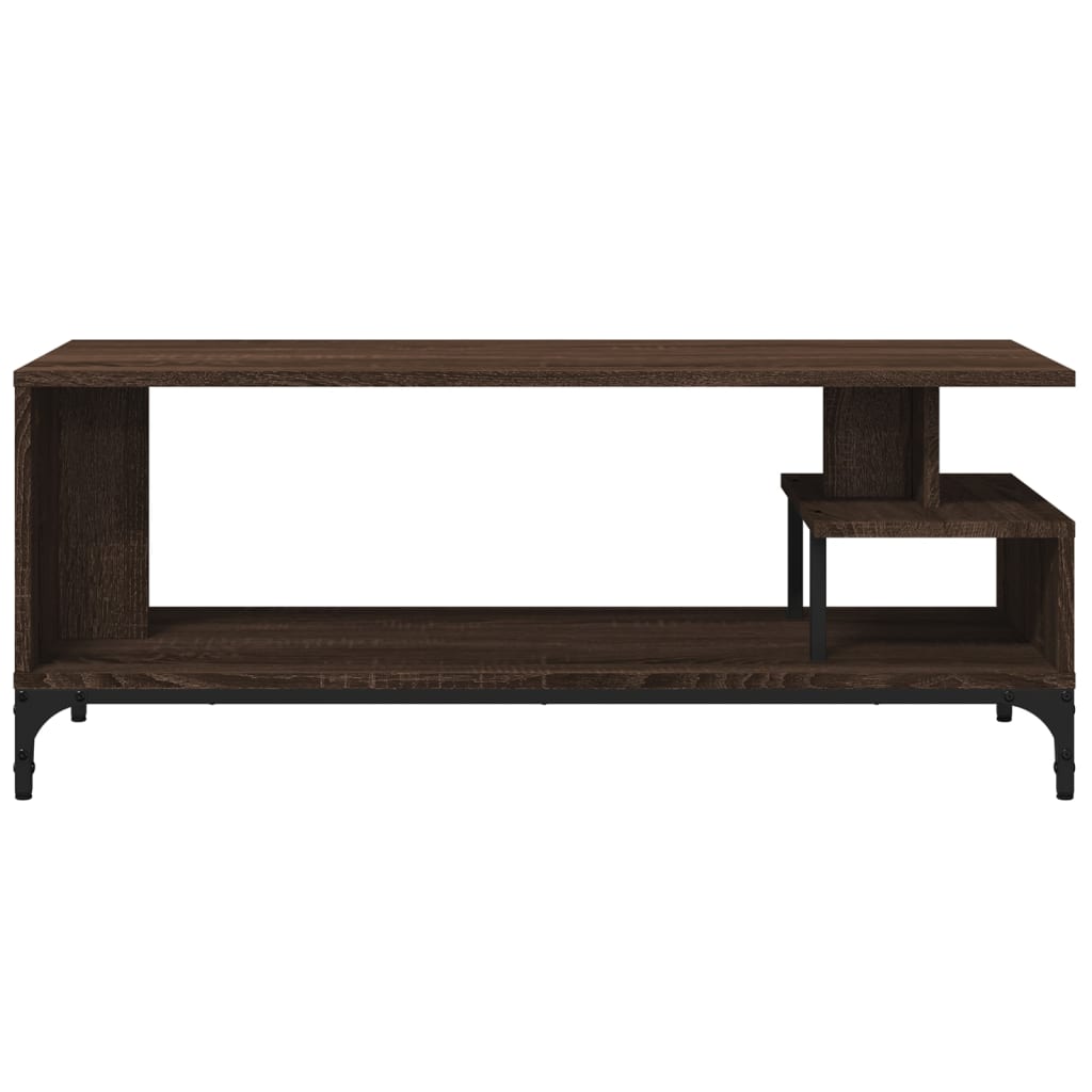 Tv-meubel 102x40x41 cm hout en gepoedercoat staal bruineiken is nu te koop bij PeponiXL, paradijselijk wonen!