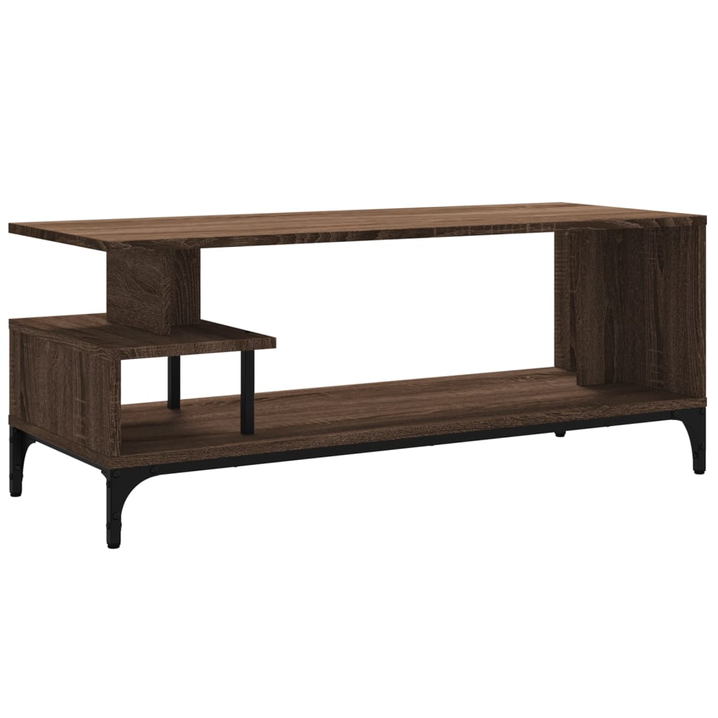 Tv-meubel 102x40x41 cm hout en gepoedercoat staal bruineiken is nu te koop bij PeponiXL, paradijselijk wonen!