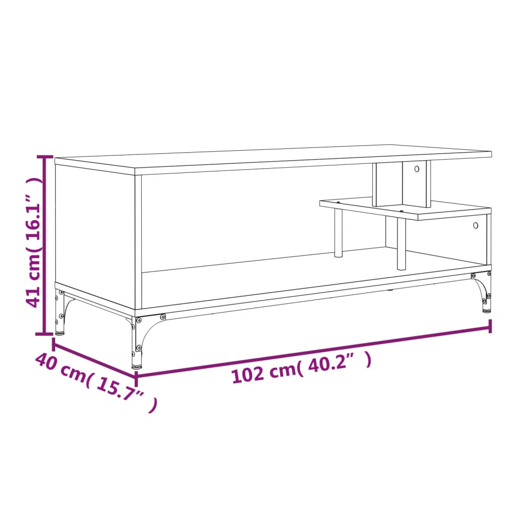 Tv-meubel 102x40x41 cm hout en gepoedercoat staal bruineiken is nu te koop bij PeponiXL, paradijselijk wonen!