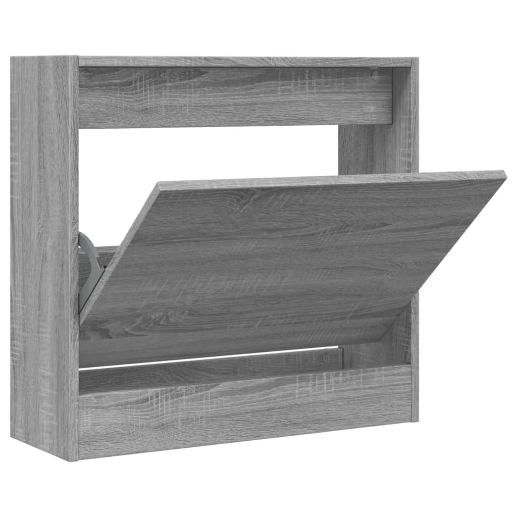 Schoenenkast 60x21x57 cm bewerkt hout grijs sonoma eikenkleurig is nu te koop bij PeponiXL, paradijselijk wonen!