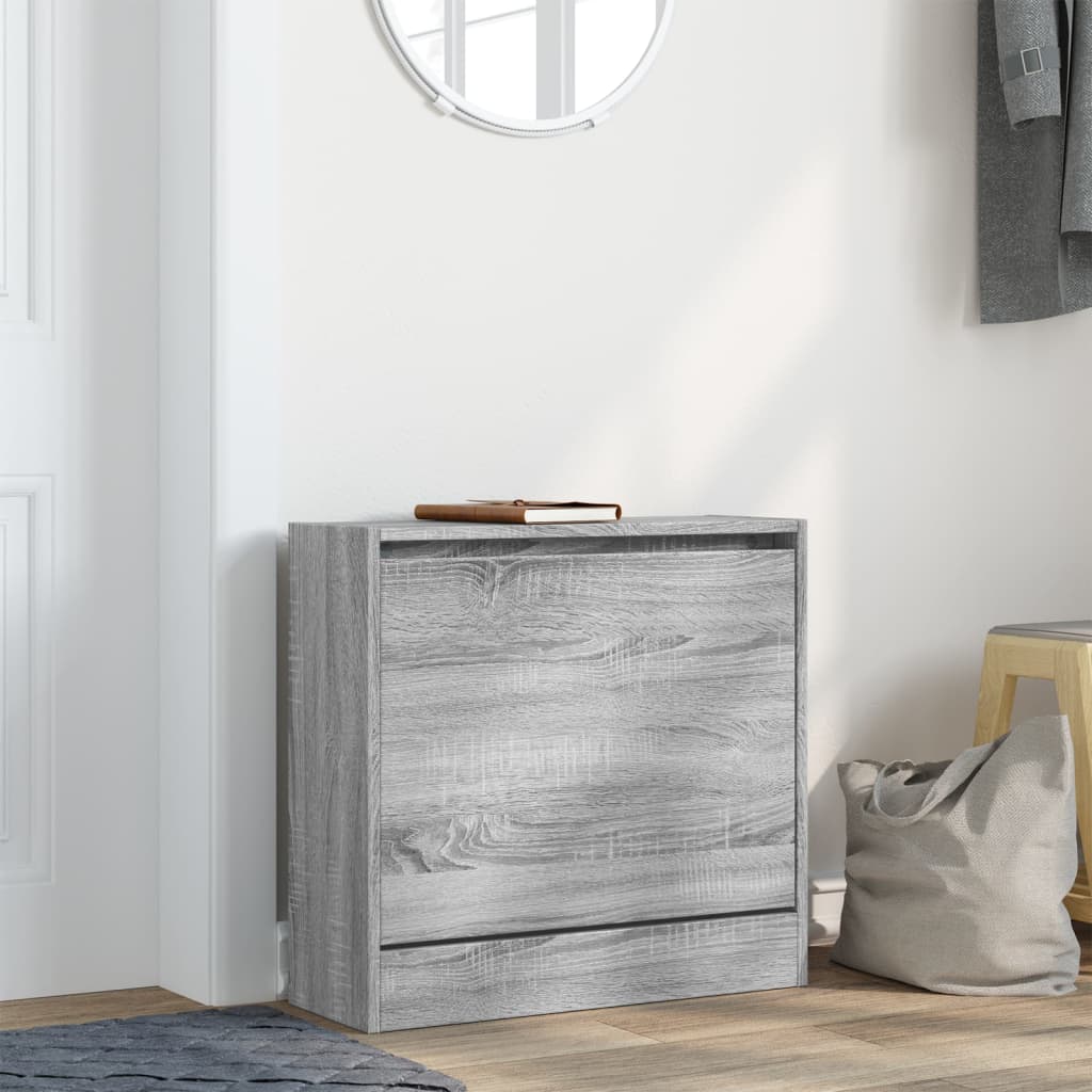 Schoenenkast 60x21x57 cm bewerkt hout grijs sonoma eikenkleurig is nu te koop bij PeponiXL, paradijselijk wonen!