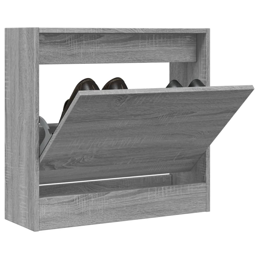 Schoenenkast 60x21x57 cm bewerkt hout grijs sonoma eikenkleurig is nu te koop bij PeponiXL, paradijselijk wonen!