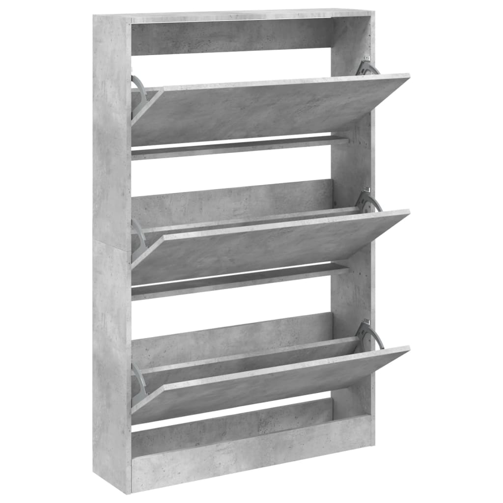 Schoenenkast 80x21x125,5 cm bewerkt hout betongrijs is nu te koop bij PeponiXL, paradijselijk wonen!