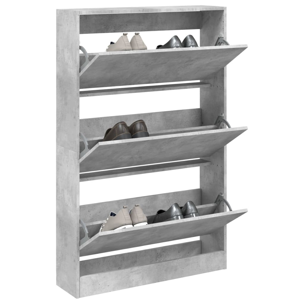Schoenenkast 80x21x125,5 cm bewerkt hout betongrijs is nu te koop bij PeponiXL, paradijselijk wonen!