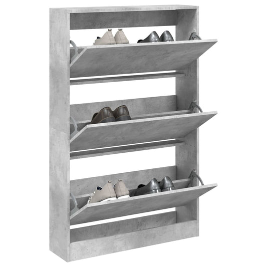 Schoenenkast 80x21x125,5 cm bewerkt hout betongrijs is nu te koop bij PeponiXL, paradijselijk wonen!