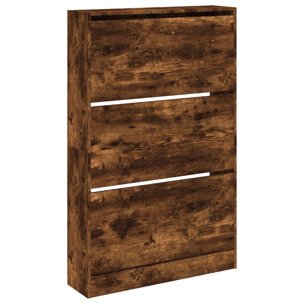 Schoenenkast 80x21x125,5 cm bewerkt hout gerookt eikenkleurig is nu te koop bij PeponiXL, paradijselijk wonen!