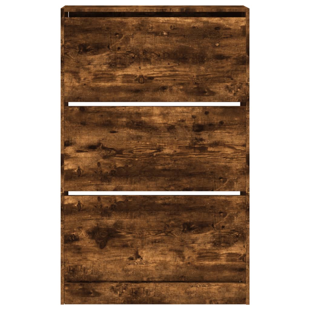 Schoenenkast 80x21x125,5 cm bewerkt hout gerookt eikenkleurig is nu te koop bij PeponiXL, paradijselijk wonen!