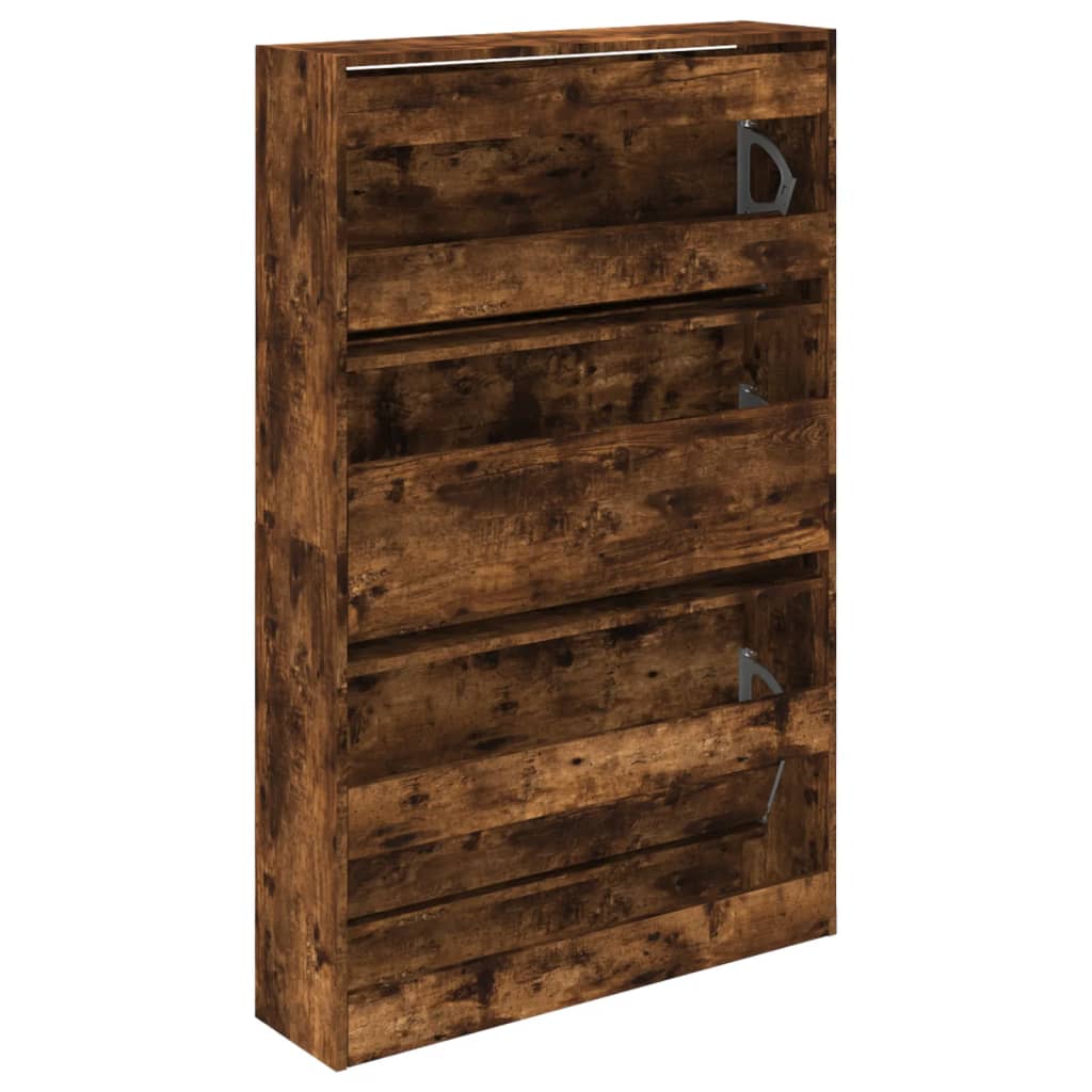 Schoenenkast 80x21x125,5 cm bewerkt hout gerookt eikenkleurig is nu te koop bij PeponiXL, paradijselijk wonen!