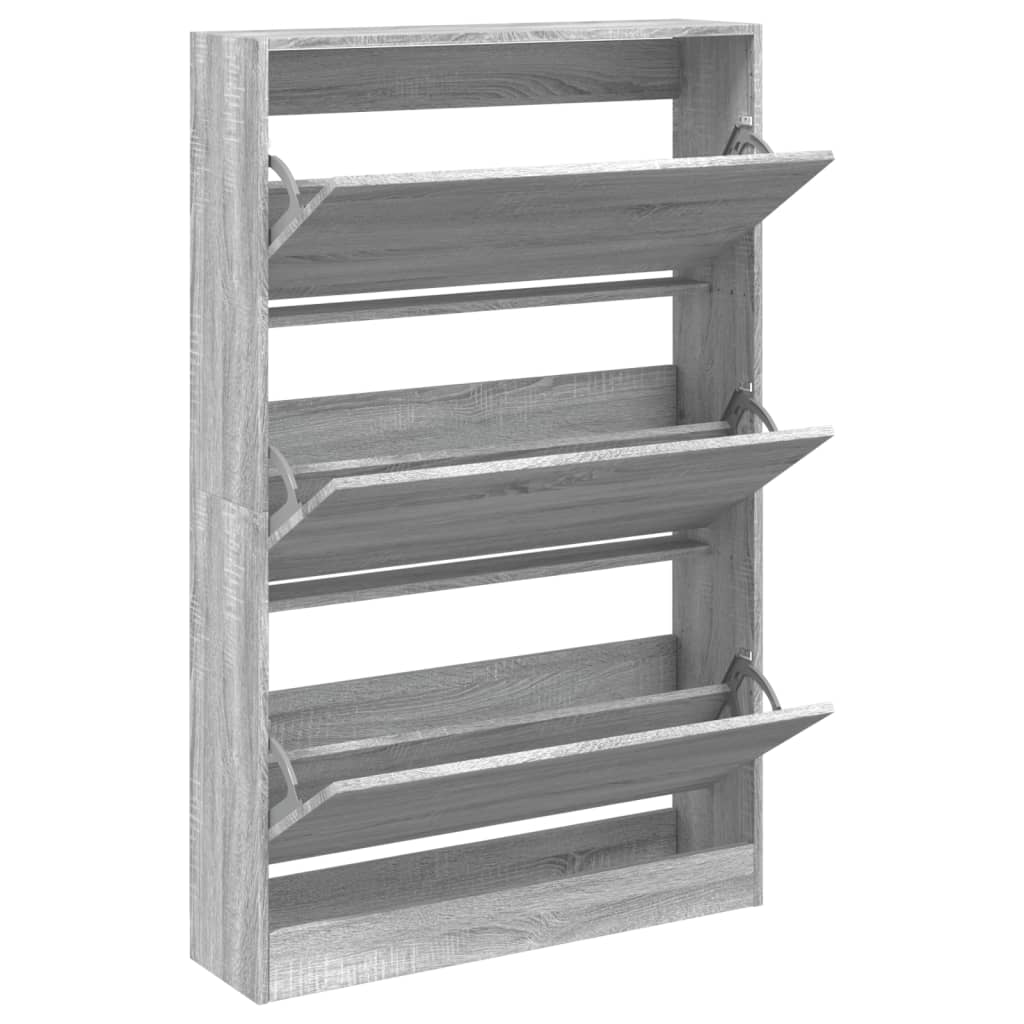 Schoenenkast 80x21x125,5 cm bewerkt hout grijs sonoma eiken is nu te koop bij PeponiXL, paradijselijk wonen!