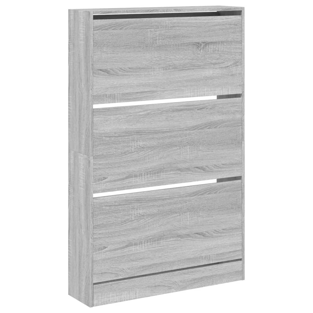 Schoenenkast 80x21x125,5 cm bewerkt hout grijs sonoma eiken is nu te koop bij PeponiXL, paradijselijk wonen!