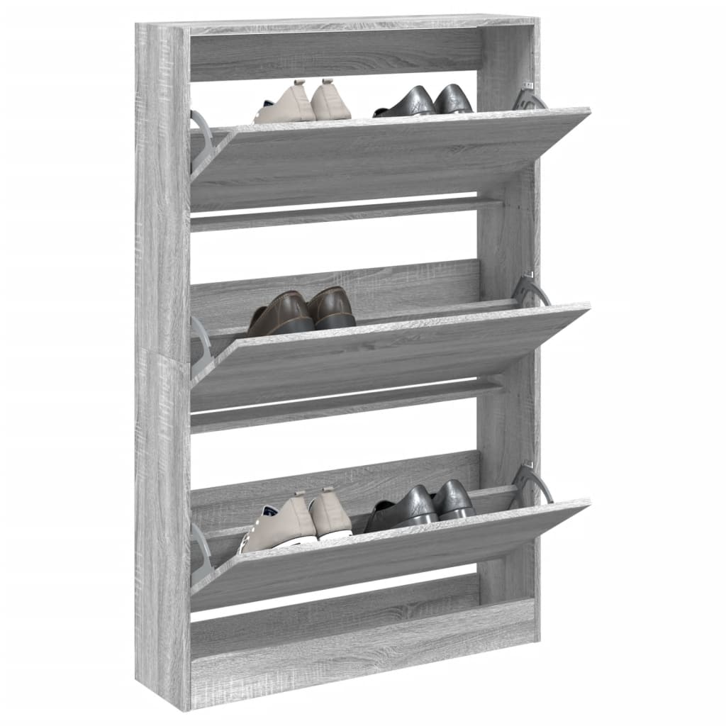 Schoenenkast 80x21x125,5 cm bewerkt hout grijs sonoma eiken is nu te koop bij PeponiXL, paradijselijk wonen!