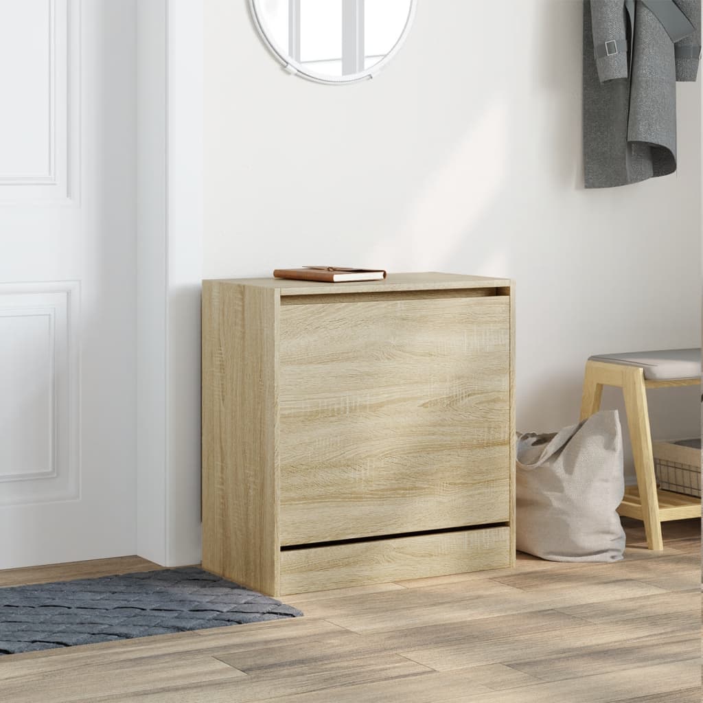 Schoenenkast 60x34x63,5 cm bewerkt hout sonoma eikenkleurig is nu te koop bij PeponiXL, paradijselijk wonen!
