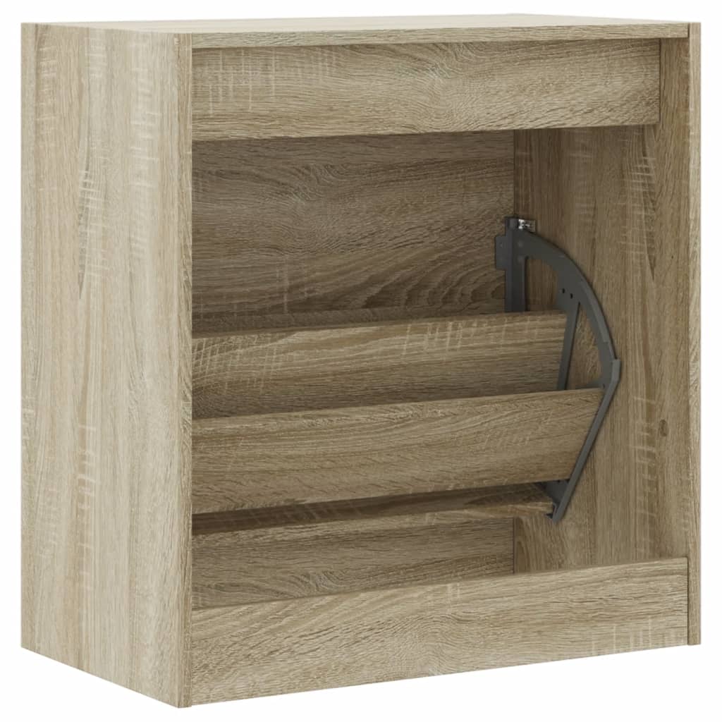 Schoenenkast 60x34x63,5 cm bewerkt hout sonoma eikenkleurig is nu te koop bij PeponiXL, paradijselijk wonen!