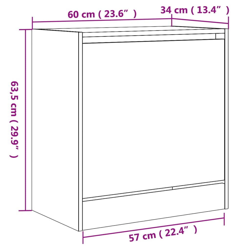 Schoenenkast 60x34x63,5 cm bewerkt hout betongrijs is nu te koop bij PeponiXL, paradijselijk wonen!