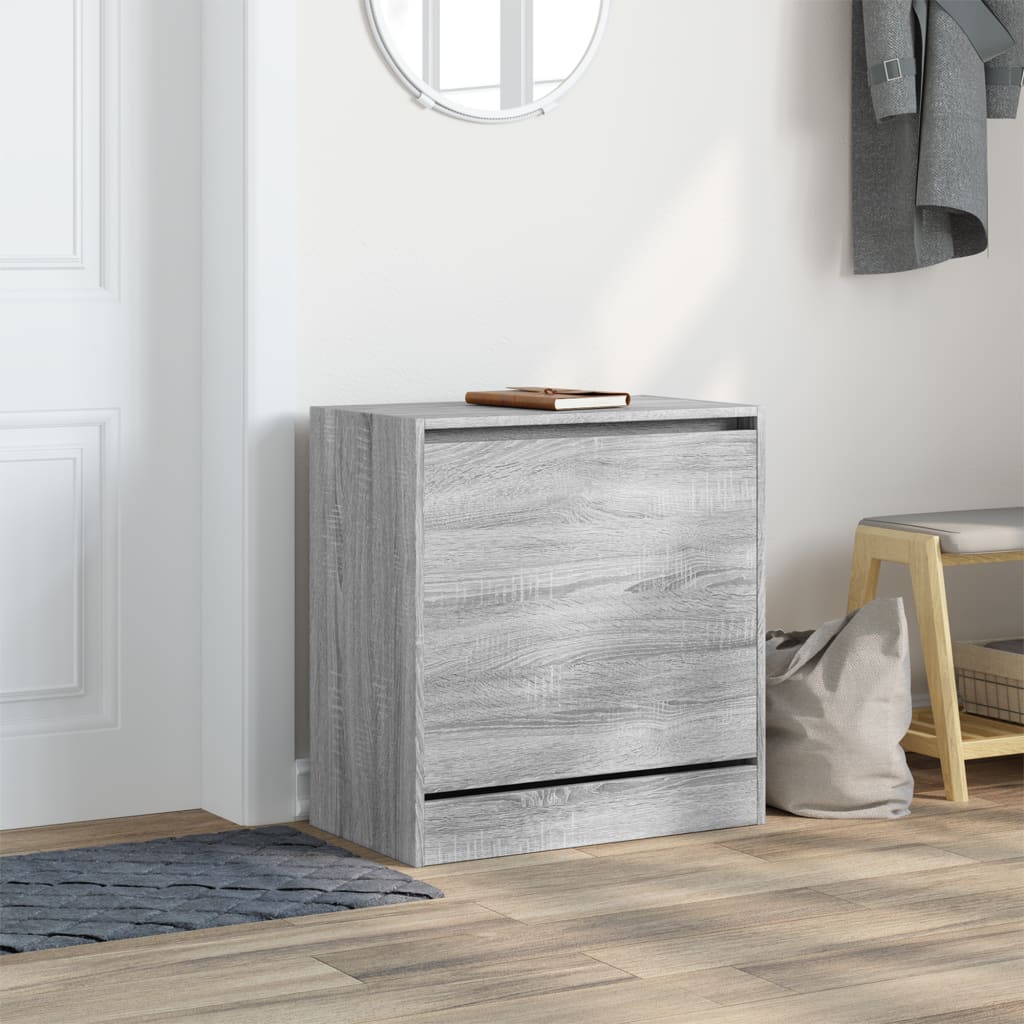 Schoenenkast 60x34x63,5 cm bewerkt hout grijs sonoma eikenkleur is nu te koop bij PeponiXL, paradijselijk wonen!