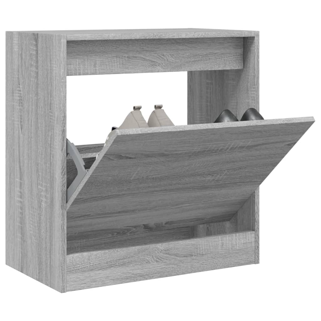 Schoenenkast 60x34x63,5 cm bewerkt hout grijs sonoma eikenkleur is nu te koop bij PeponiXL, paradijselijk wonen!