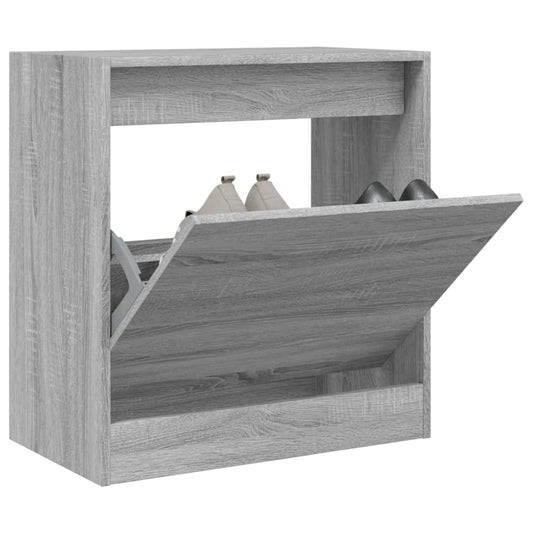 Schoenenkast 60x34x63,5 cm bewerkt hout grijs sonoma eikenkleur is nu te koop bij PeponiXL, paradijselijk wonen!