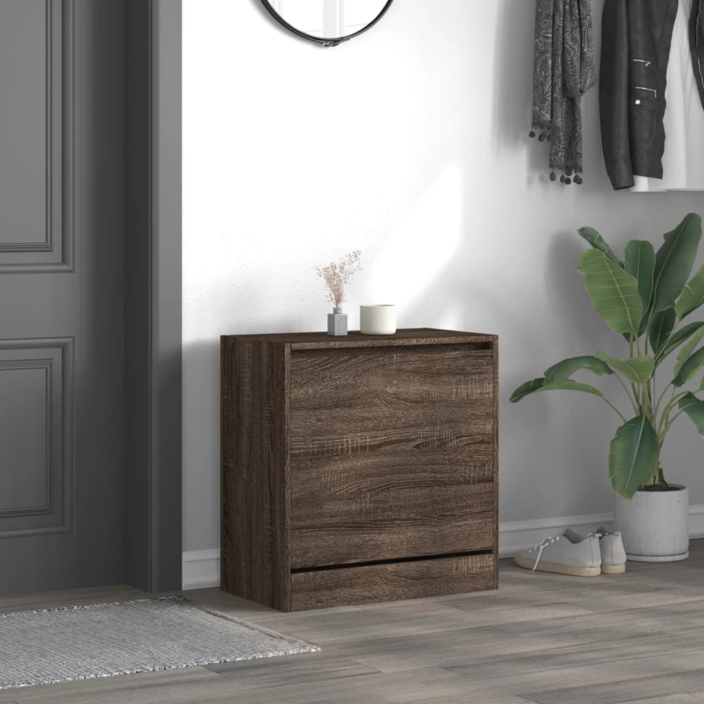 Schoenenkast 60x34x63,5 cm bewerkt hout bruin eikenkleur is nu te koop bij PeponiXL, paradijselijk wonen!