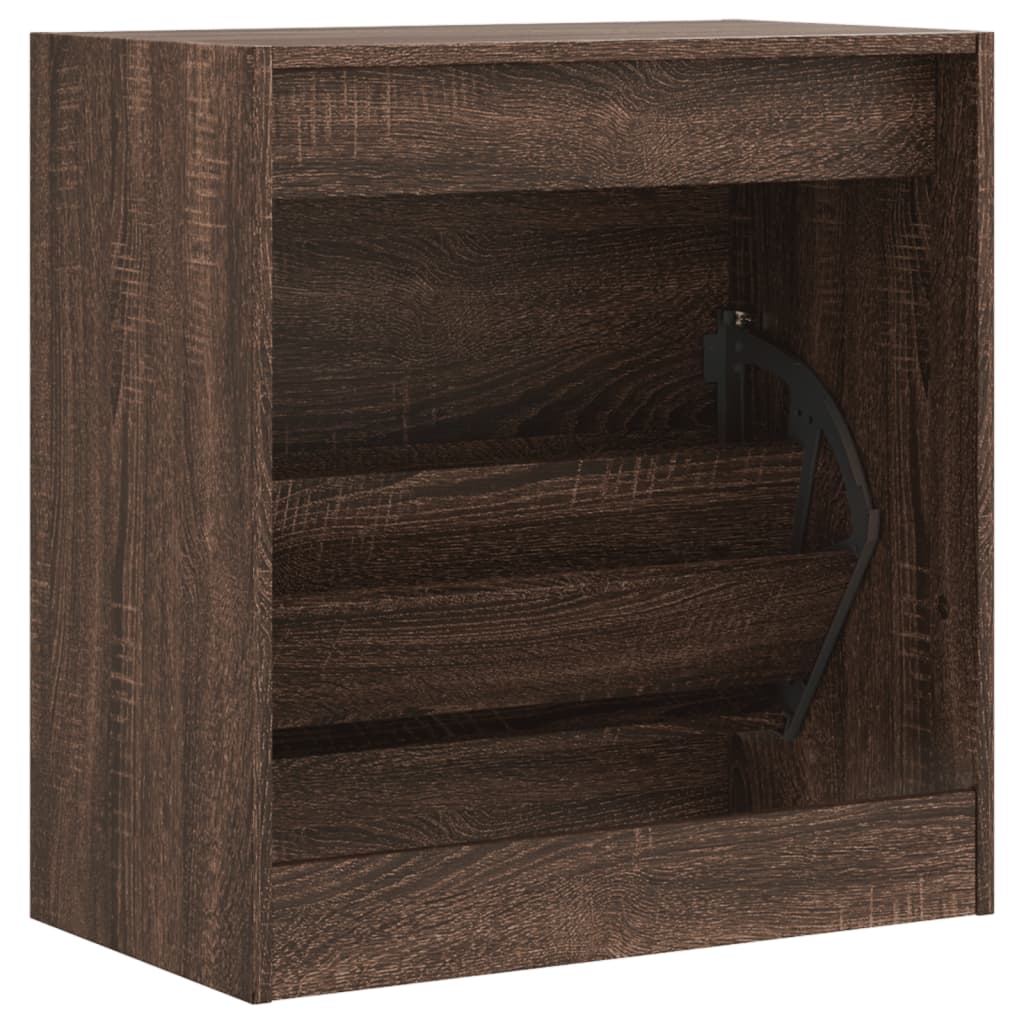 Schoenenkast 60x34x63,5 cm bewerkt hout bruin eikenkleur is nu te koop bij PeponiXL, paradijselijk wonen!