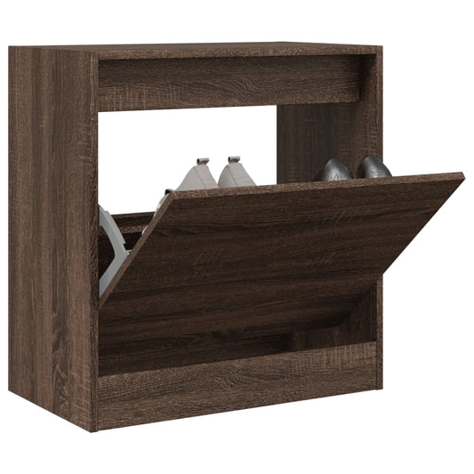 Schoenenkast 60x34x63,5 cm bewerkt hout bruin eikenkleur is nu te koop bij PeponiXL, paradijselijk wonen!