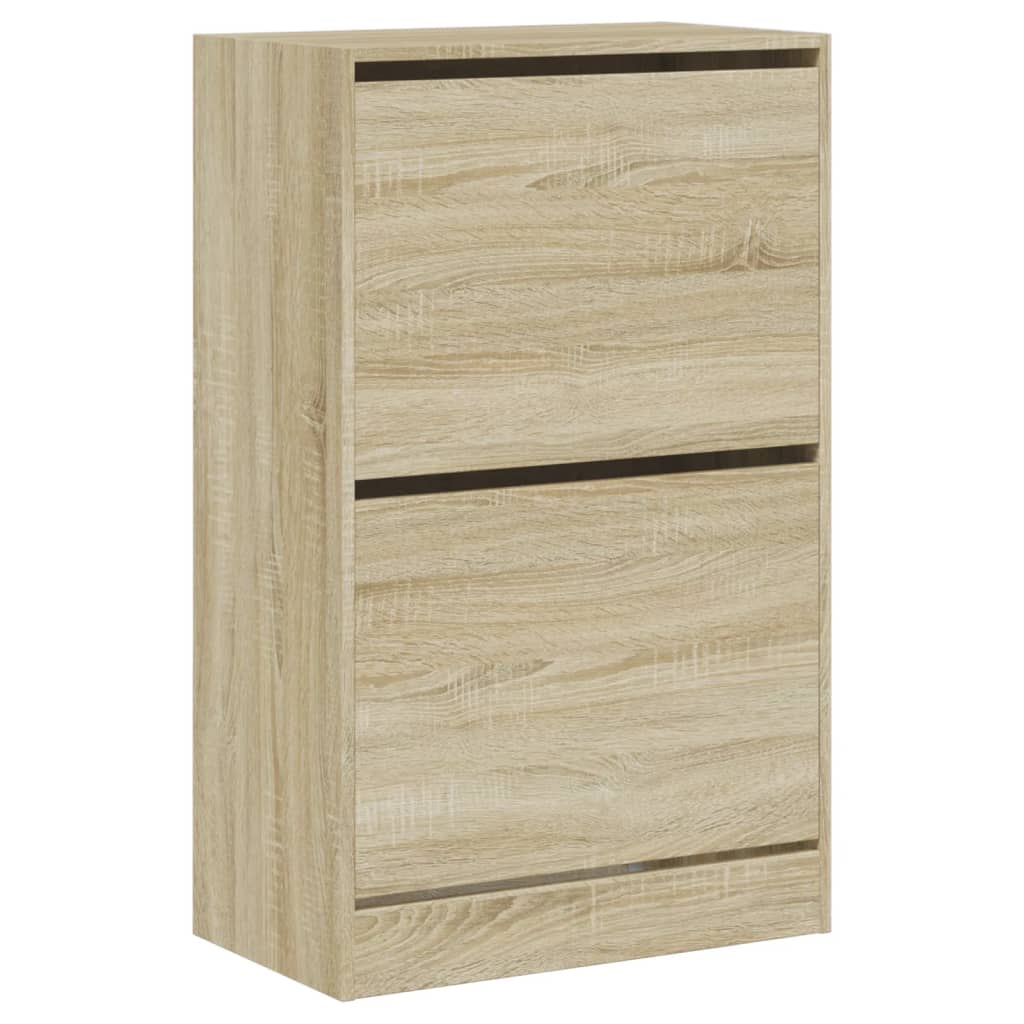 Schoenenkast 60x34x96,5 cm bewerkt hout sonoma eikenkleurig is nu te koop bij PeponiXL, paradijselijk wonen!