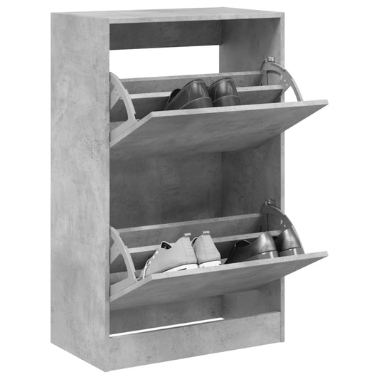 Schoenenkast 60x34x96,5 cm bewerkt hout betongrijs is nu te koop bij PeponiXL, paradijselijk wonen!
