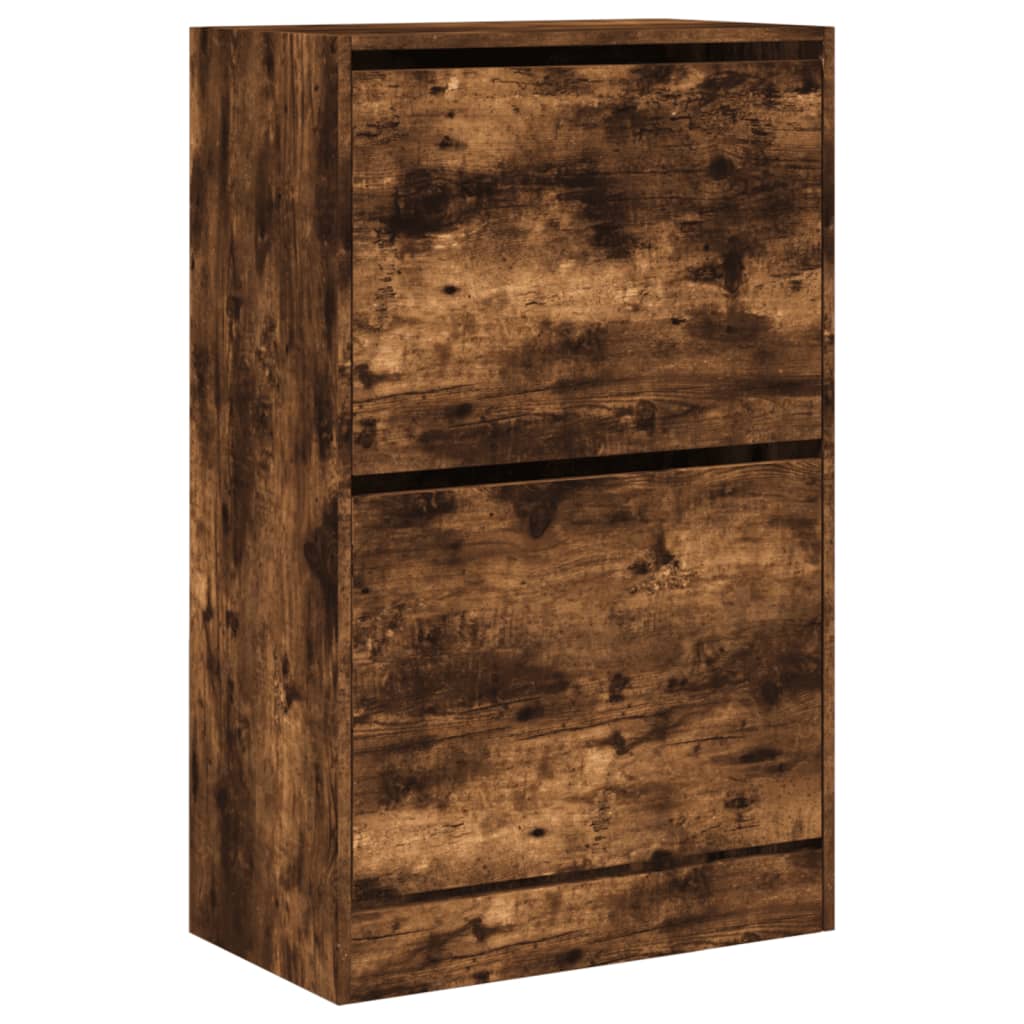 Schoenenkast 60x34x96,5 cm bewerkt hout gerookt eikenkleurig is nu te koop bij PeponiXL, paradijselijk wonen!