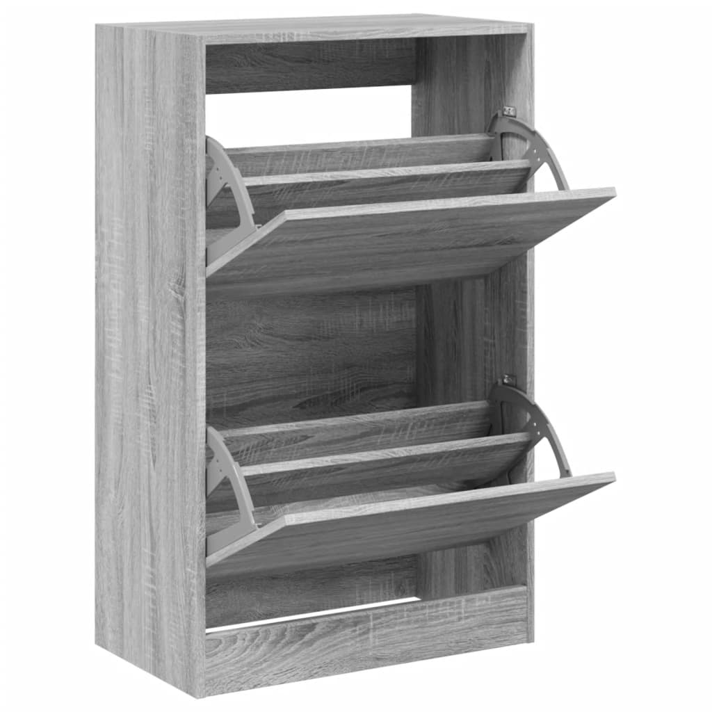 Schoenenkast 60x34x96,5 cm bewerkt hout grijs sonoma eikenkleur is nu te koop bij PeponiXL, paradijselijk wonen!
