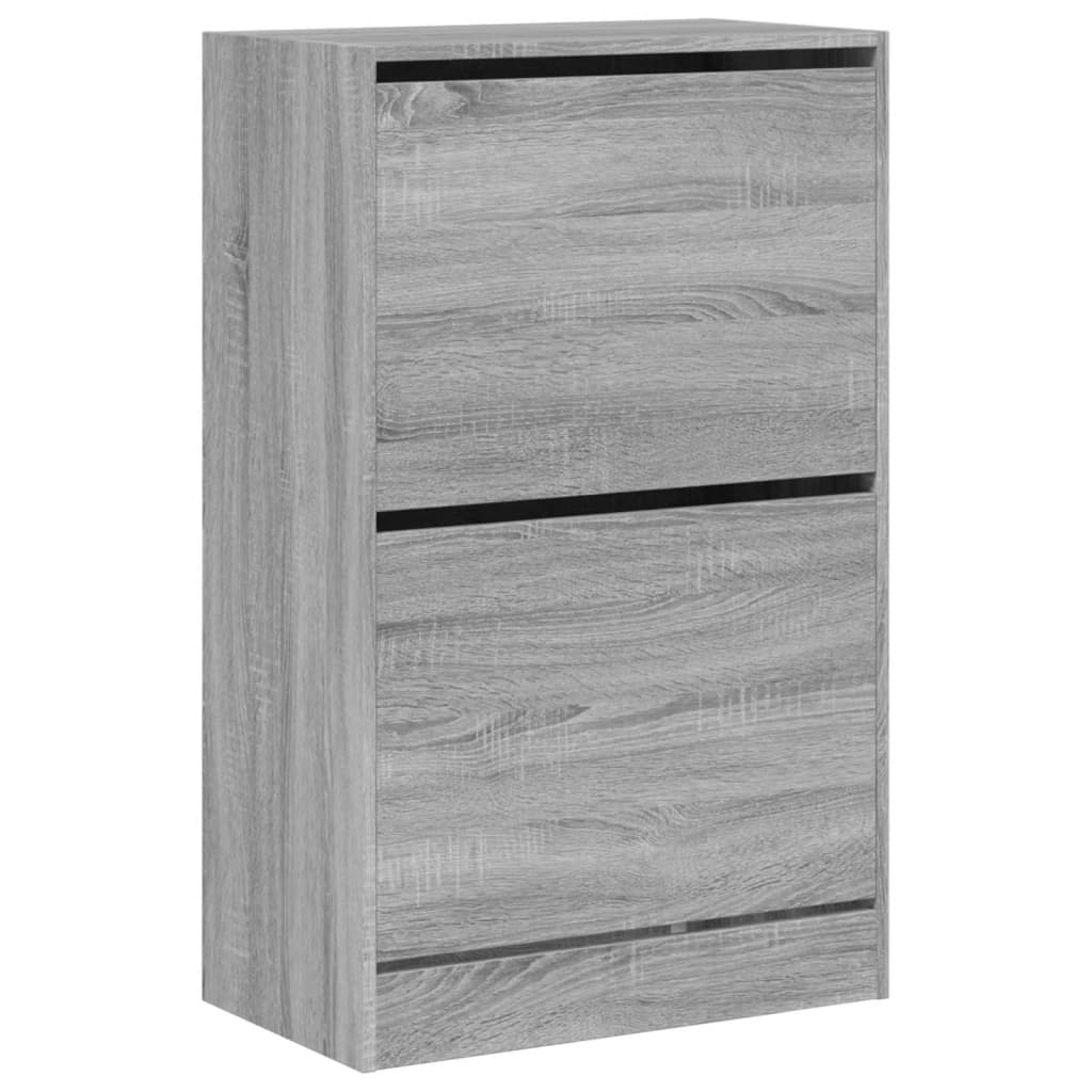 Schoenenkast 60x34x96,5 cm bewerkt hout grijs sonoma eikenkleur is nu te koop bij PeponiXL, paradijselijk wonen!